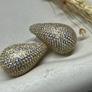 Brinco gota cravejada ouro
