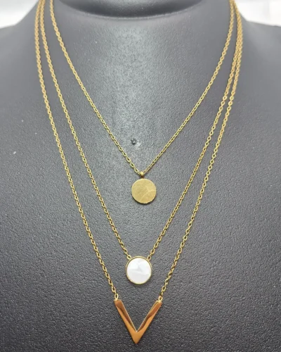Colar Três Camadas Banhado a Ouro Vallét